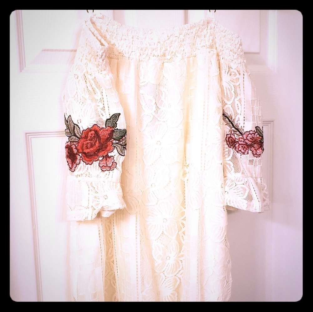 Lace and Floral Mini Dress
